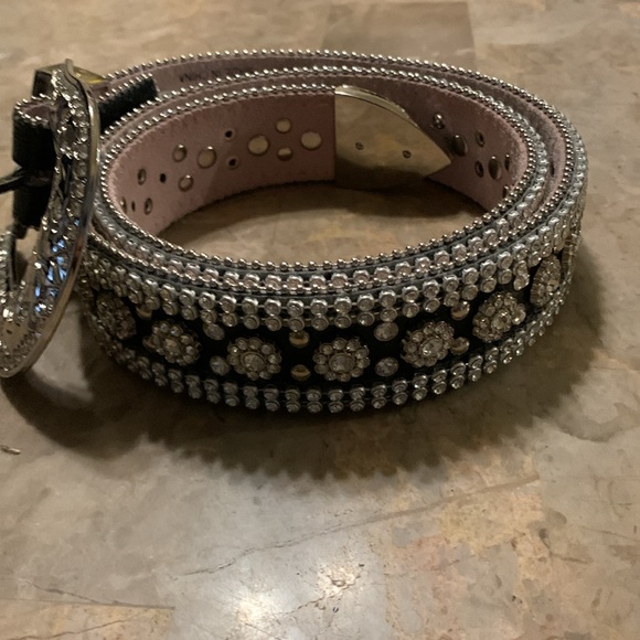 Angel Ranch Women Silver and Black Embellished Belt, M - Picture 3 of 9